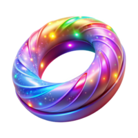 Abstract Luminous Torus A vibrant, swirling 3D render of a colorful, glowing ring. png