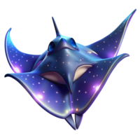 Luminous Stingray Digital Render of a Bio Luminescent Aquatic Creature png