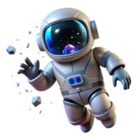 Cute Astronaut in Space 3D Render of a Spaceman Amidst Asteroids png