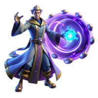Master Wizard Casting Magical Spells with Mystical Orb png