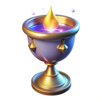 Enchanted Golden Chalice with Glowing Elixir png