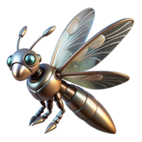 Metallic Insect Robot 3D Render of a Futuristic Mechanical Bee png