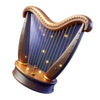 Luminous Harp A 3D Render of an Illuminated Stringed Instrument png