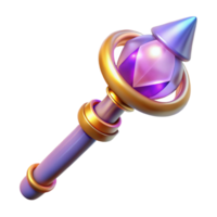 Enchanted Scepter with Gemstone and Gold Accents 3D Render png