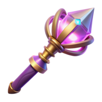 Glowing Crystal Scepter A 3D Render of a Fantasy Magical Staff png