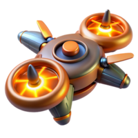 Futuristic Drone with Glowing Propellers 3D Render of Advanced Aerial Vehicle png