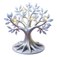 Glowing Silver Tree Abstract 3D Render of Illuminated Foliage png