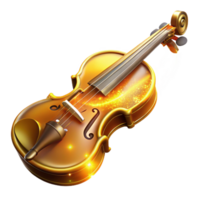 Golden Violin Sparkling Strings and Musical Notes png