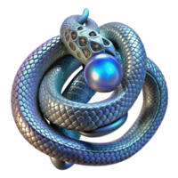Abstract Serpent 3D Render of Intertwined Scales and Orb png