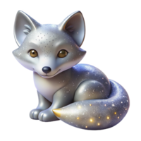 Celestial Fox A 3D Render of a Cute, Shiny, Starry Fox png