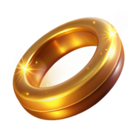 Glowing Golden Ring 3D Render of Abstract Ring with Light Effects png