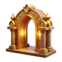 Golden Archway A 3D Render of an Ornate Gateway png