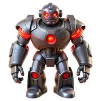 Powerful Metal Robot with Red Lights 3D Render png