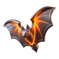 Glowing Metal Bat 3D Render of a Bat with Illuminated Wings png