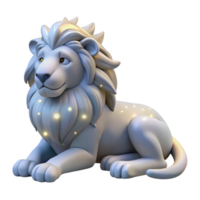 Luminous Lion Sculpture 3D Render of a Majestic, Illuminated Feline png
