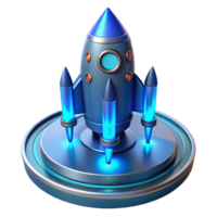 Futuristic Rocket Launchpad 3D Render of a Spaceship on a Circular Platform png