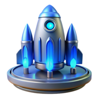 Futuristic Rocket Launchpad 3D Render of a Sleek Spaceship Ready for Takeoff png