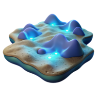 Abstract 3D Render of Luminous Blue Forms on Textured Surface png