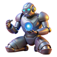 Advanced Robot Contemplating Energy Core Futuristic AI Technology png