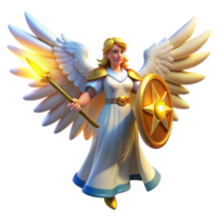 Angelic Warrior Celestial Wings, Golden Shield, and Spear of Light png