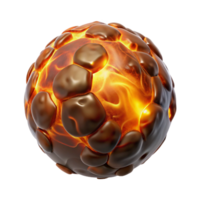 Glowing Lava Sphere Abstract 3D Render of Molten Rock png