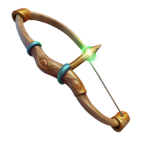 Enchanted Wooden Bow and Arrow with Glowing Tip png