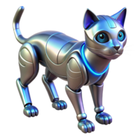 Futuristic Robotic Cat A 3D Model of a Chrome Feline with Neon Accents png