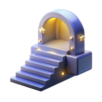 3D Render of Illuminated Staircase Leading to Archway png