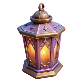 illuminato ottagonale lanterna un' 3d rendere di intricato design png