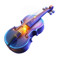Luminous Violin A 3D Render of a Vibrant String Instrument png