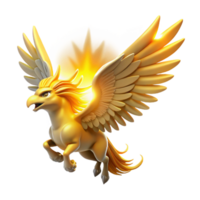Golden Pegasus in Flight Mythical Creature with Wings and Mane png