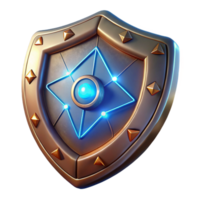 Glowing Shield Bronze, Triangular, Neon, Star, Defense, Protection, Fantasy, Game Asset, 3D Render, Security png