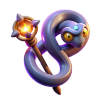 3D Render of a Mystical Serpent with a Flaming Scepter png