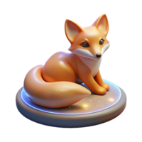 Adorable 3D Render of a Fox on a Luminous Platform png