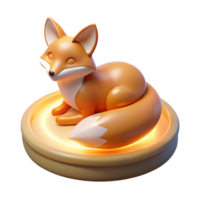 3D Render of a Cute Cartoon Fox Resting on Illuminated Platform png