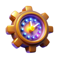 Gear Clock Time Management, Productivity, Efficiency, Mechanism, 3D Render, Golden Gear, Clockwork, Timepiece, Illuminated Clock png