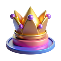 3D Render of a Colorful Crown on a Platform png