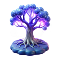 Glowing Orb Tree A 3D Render of a Fantasy Tree with Illuminated Fruit png