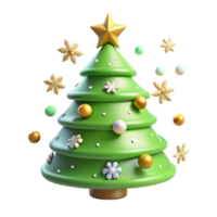 3D Render of Festive Christmas Tree with Ornaments png