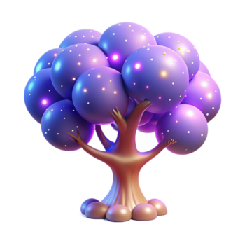 raggiante globo albero 3d rendere di illuminato sferico fogliame png