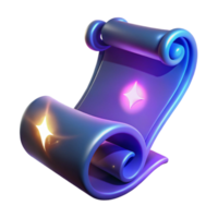 Glowing Scroll 3D Render of a Magical Parchment with Stars png