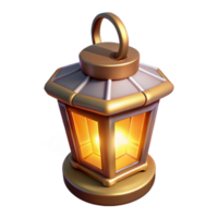 Illuminated Lantern 3D Render of a Glowing Hexagonal Lantern png