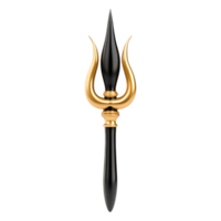 Golden Trident with Black Handle and Elegant Detail Design png