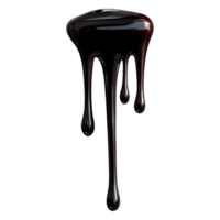 Glossy Black Liquid Droplet Flowing Downward on Transparent Background png