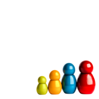 Colorful Wooden Dolls in a Row on a png