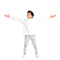 Happy Child Expressing Joy with Open Arms in Studio Setting png