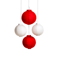 Colorful Hanging Lanterns in Red and White for Festive Decor png