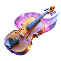 Luminous Violin A 3D Render of a Sparkling String Instrument png