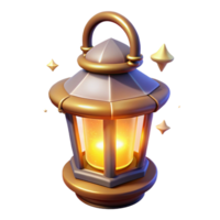 Illuminated Hexagonal Lantern A 3D Render of a Glowing Fantasy Lamp png