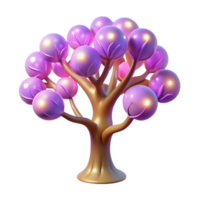 Glowing Purple Fruit Tree 3D Render of Fantasy Tree png
